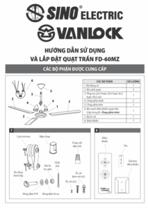 Hướng dẫn sử dụng và lắp đặt quạt trần FD-60MZ