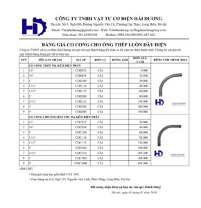 Bảng giá co cong ống thép luồn dây điện