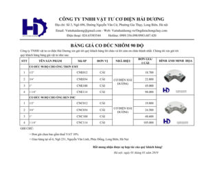 Bảng giá co đúc nhôm cho ống thép luồn dây điện